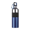 Drinkfles 750 ml met rubberen grip en karabijnhaak, blauw