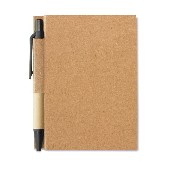 Memoboekje met pen, gerecycled materiaal, zwart