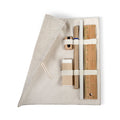 Bureauset in jute hoes met gum, liniaal en pen, beige