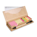 Memoblokset met pen en liniaal, beige