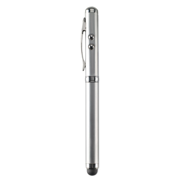 Multifunctionele balpen met licht en laser, mat zilver