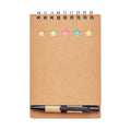 Notitieblok met pen en sticky notes, gerecycled, beige