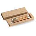 Pennenset van bamboe met balpen en vulpotlood, hout