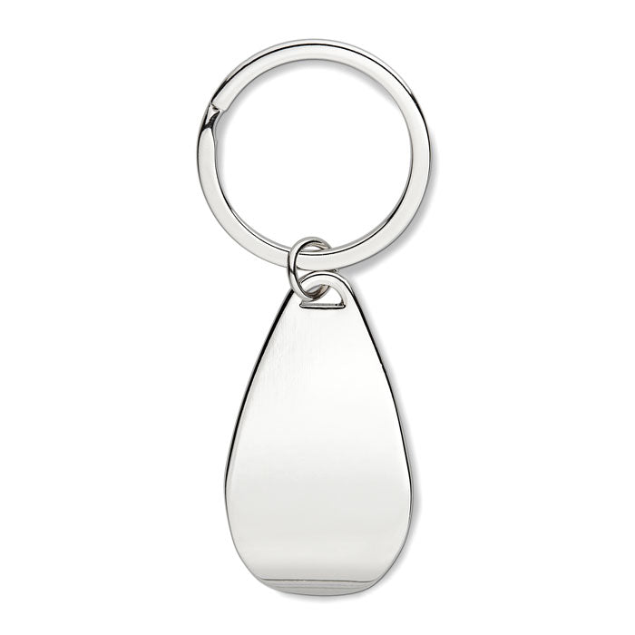 Metalen sleutelhanger met flessenopener, glanzend zilver