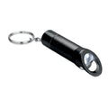 Sleutelhanger met LED-lampje en flessenopener, zwart