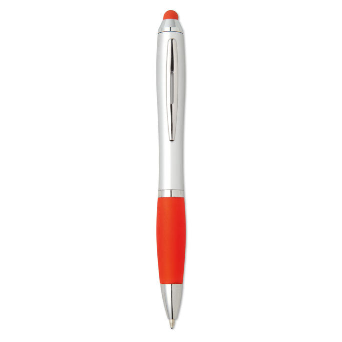 Balpen met zachte grip en touch tip, rood