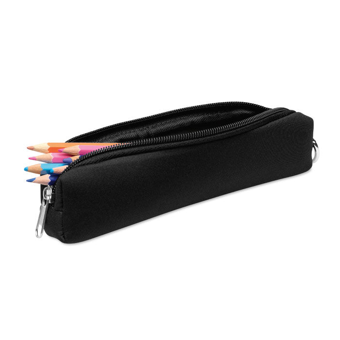 Schuimrubberen etui met karabijnhaak, zwart