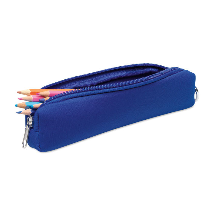Schuimrubberen etui met karabijnhaak, blauw
