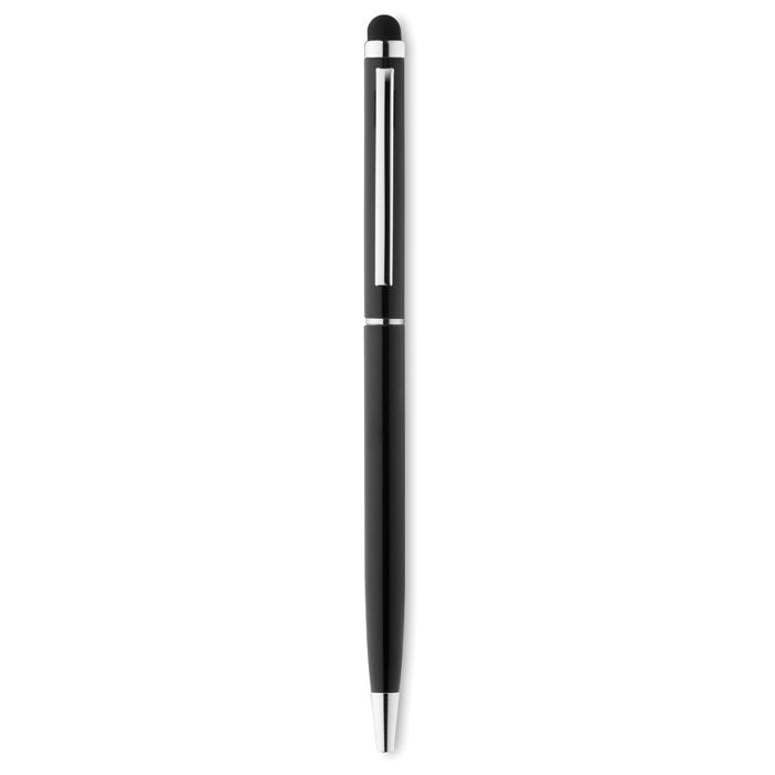 Balpen van gerecycled aluminium met touch tip, zwart