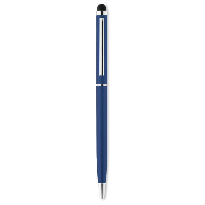 Balpen van gerecycled aluminium met touch tip, blauw