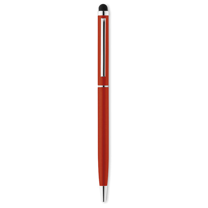 Balpen van gerecycled aluminium met touch tip, rood