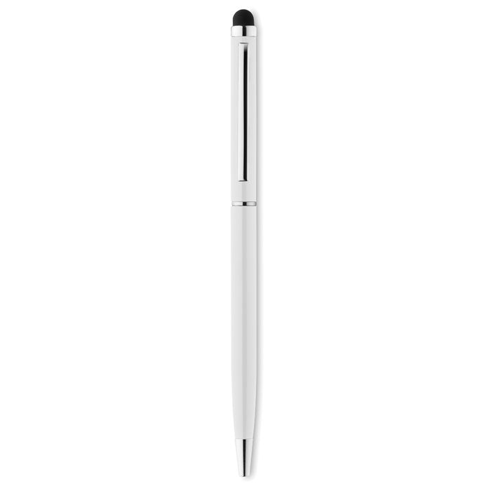 Balpen van gerecycled aluminium met touch tip, wit