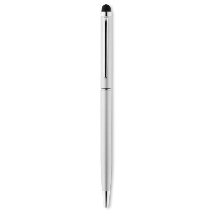 Balpen van gerecycled aluminium met touch tip, mat zilver