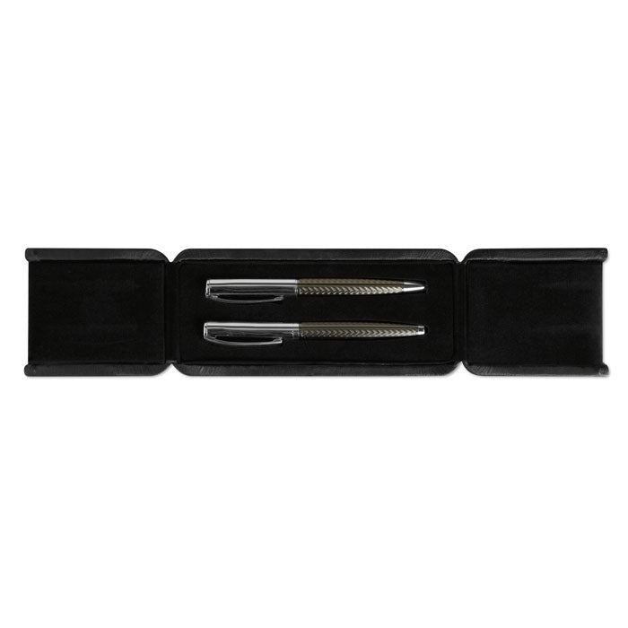 Pennenset met messing balpen en rollerpen, titanium