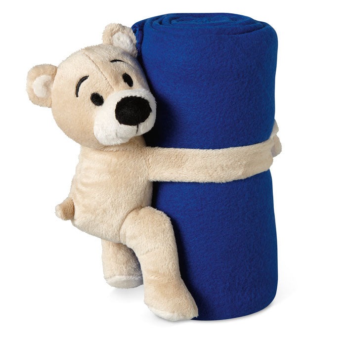 Fleece deken met teddybeer, blauw