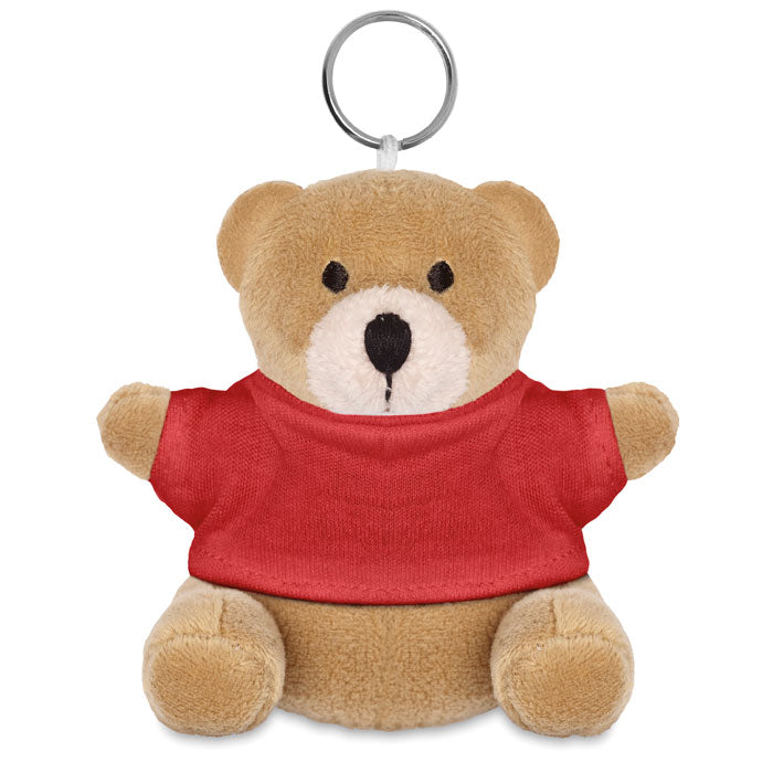 Sleutelhanger met beer in t-shirt, rood