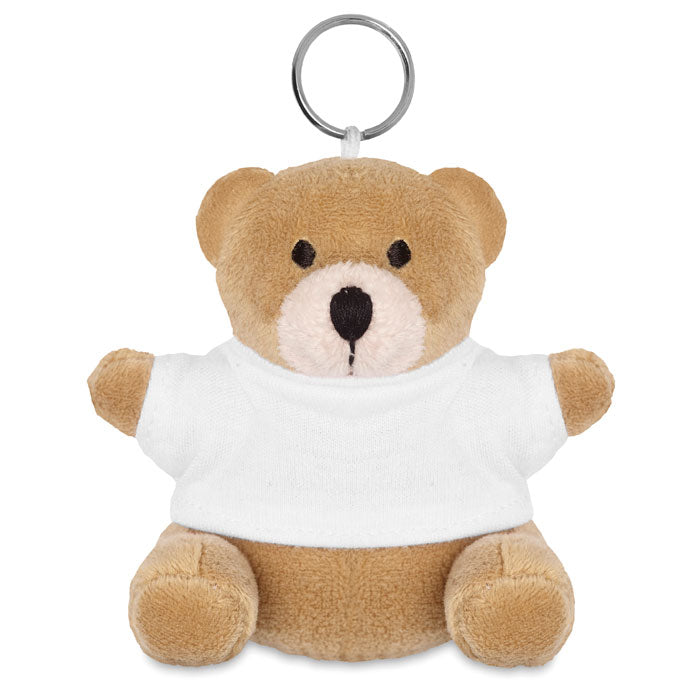 Sleutelhanger met beer in t-shirt, wit