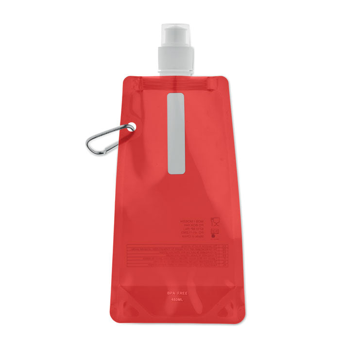 Opvouwbare drinkfles 480 ml, transparant rood