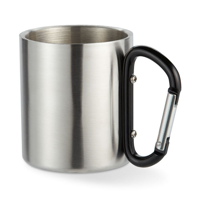 Dubbelwandige mok 220 ml met karabijnhaak, zwart
