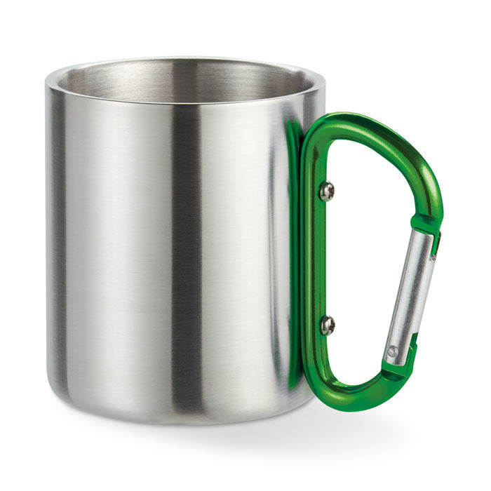 Dubbelwandige mok 220 ml met karabijnhaak, groen