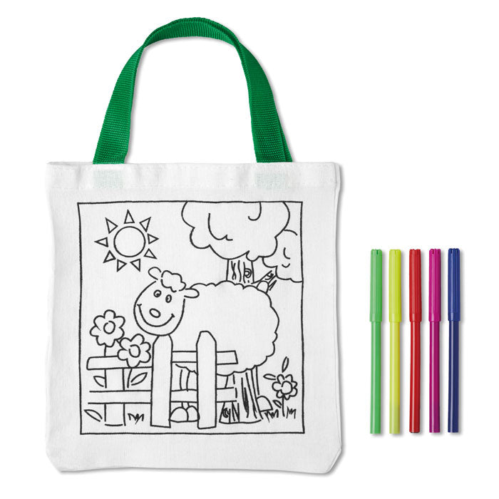 Katoenen tas met kleurmarkers, wit