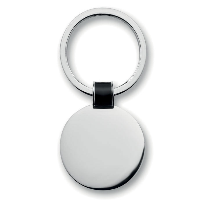 Ronde metalen sleutelhanger, zwart