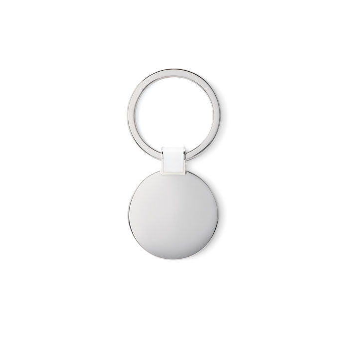 Ronde metalen sleutelhanger, wit