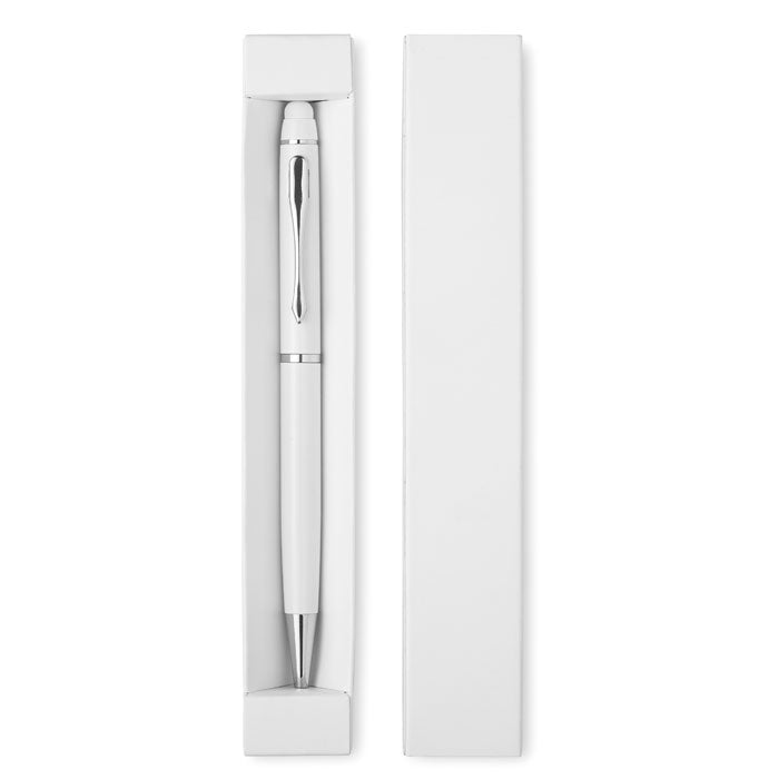 Balpen en touch pen in kartonnen verpakking, wit