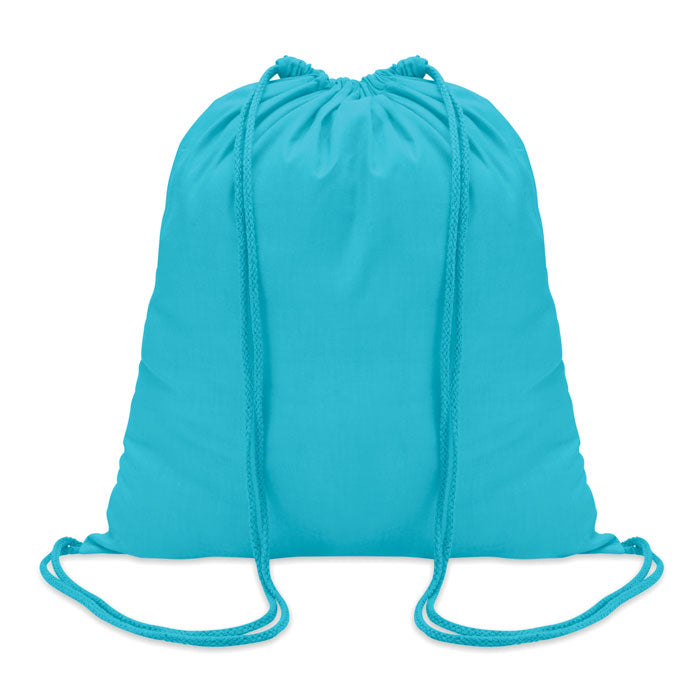 Katoenen rugzak met koord, turquoise
