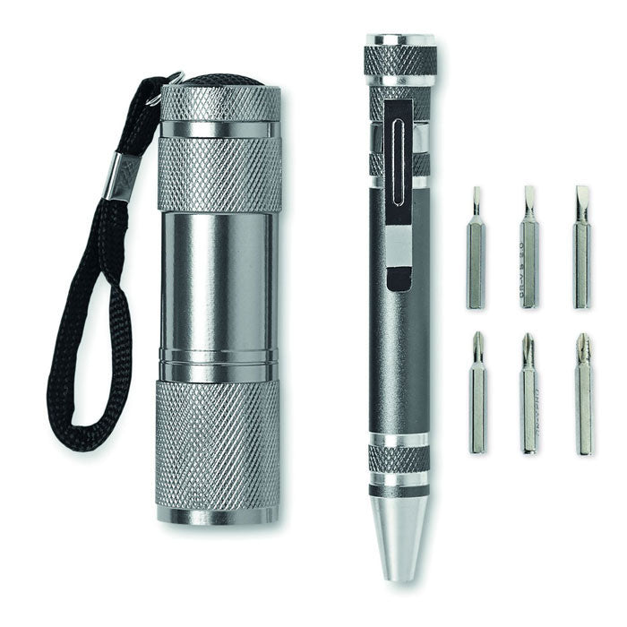 Pen-multitool met 9 LED-lampjes, titanium