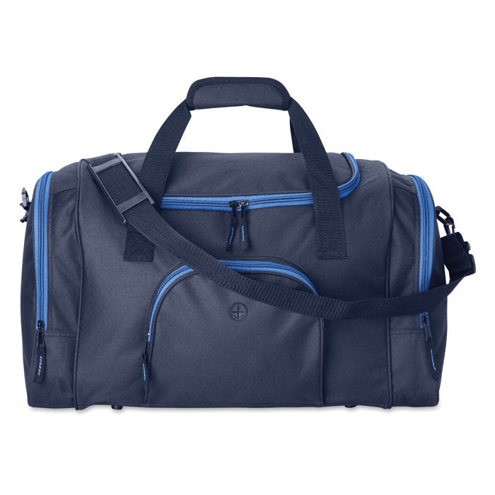 Sport- of reistas met diverse vakken, blauw