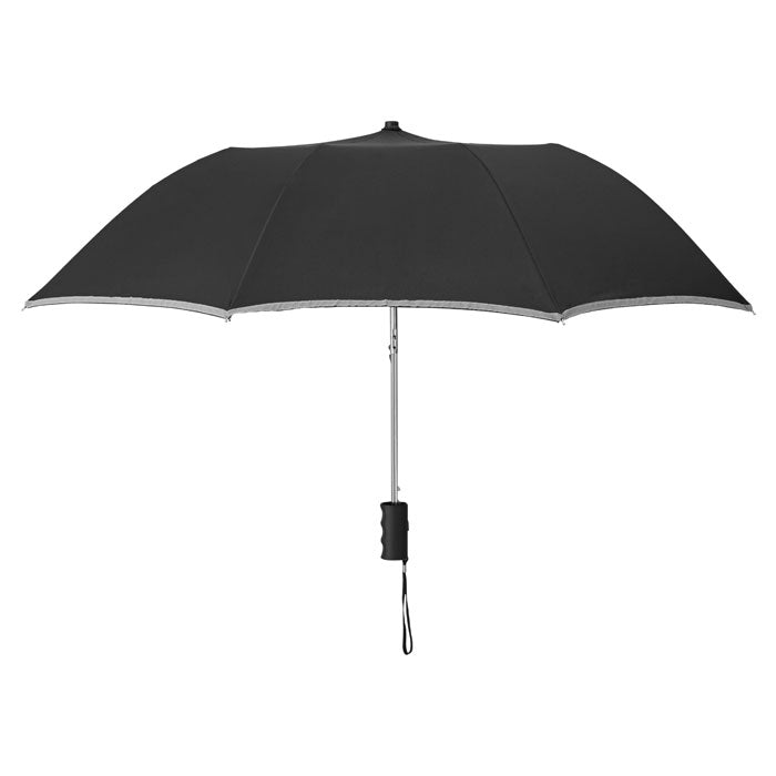 Paraplu 21 inch, reflecterend grijs, zwart