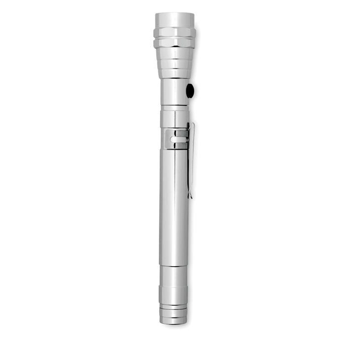 Uitschuifbare zaklamp met magneet, zilver