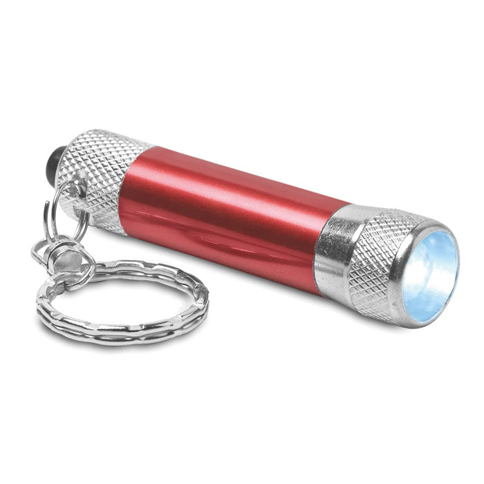 Mini aluminium zaklampje met sleutelhanger, rood