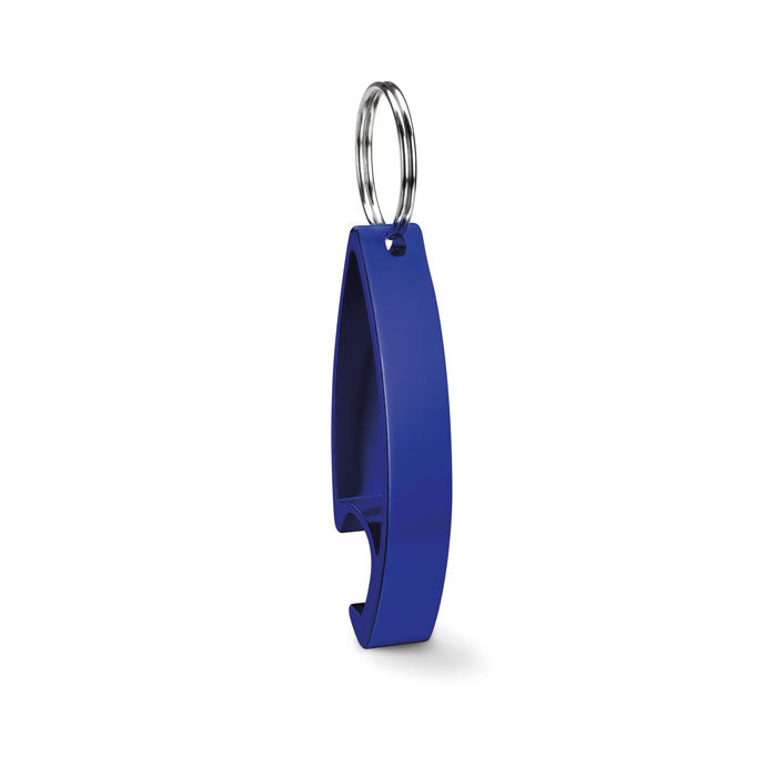 Aluminium sleutelhanger met flessenopener, blauw