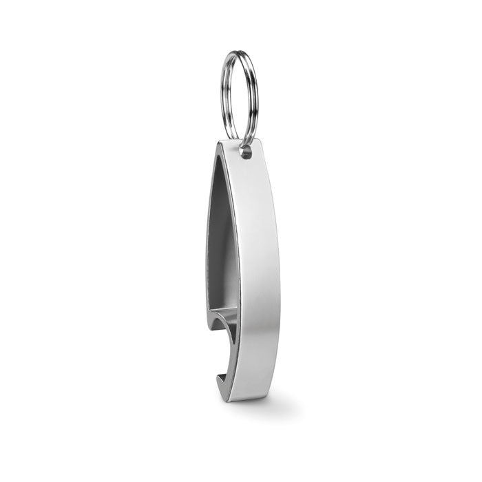Aluminium sleutelhanger met flessenopener, zilver