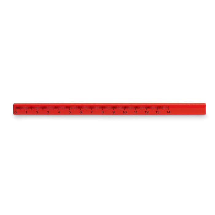 Timmermanspotlood van hout met liniaal, rood