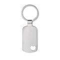 Metalen sleutelhanger met hartvormige uitsparing, mat zilver