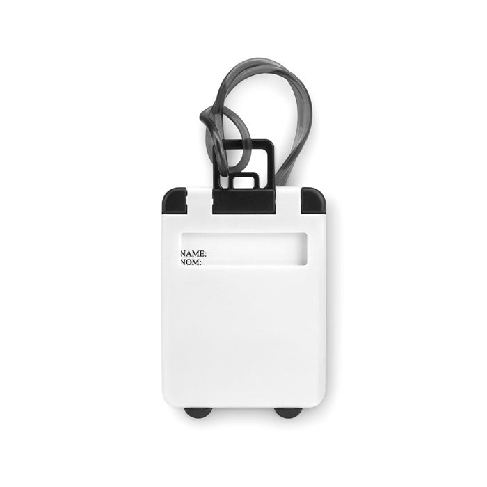 Bagagelabel in de vorm van een trolley, wit