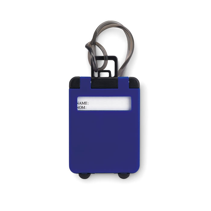 Bagagelabel in de vorm van een trolley, royal blauw