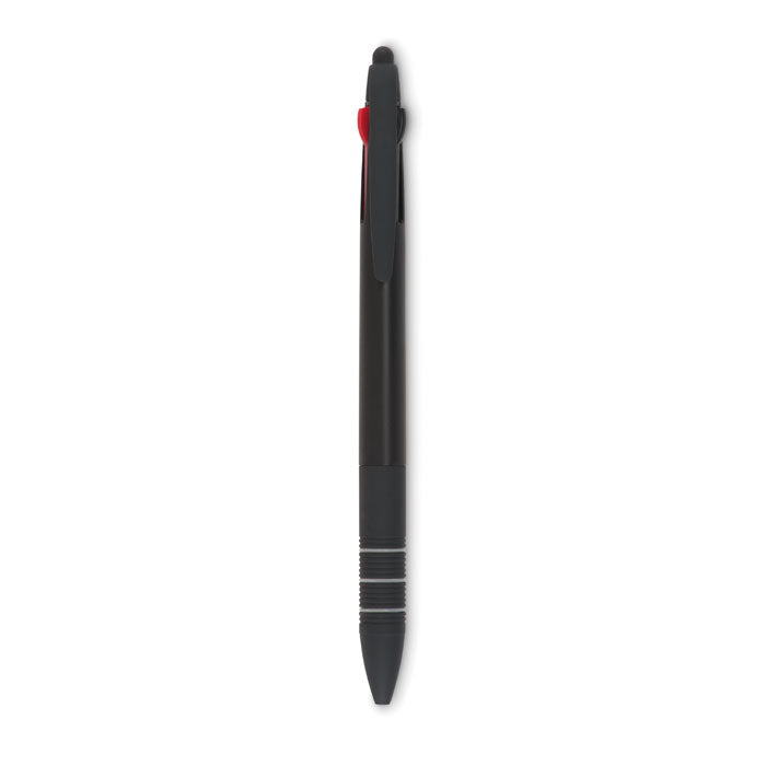 Balpen met 3 inktkleuren en touchscreentip, zwart