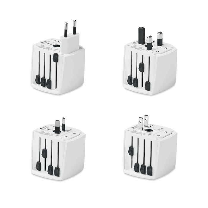 Universele reisadapter met twee polen, wit