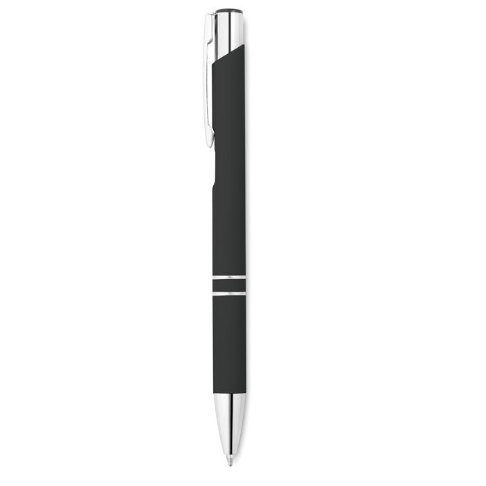 Aluminium balpen met rubberen grip, zwart