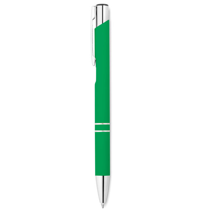 Aluminium balpen met rubberen grip, groen