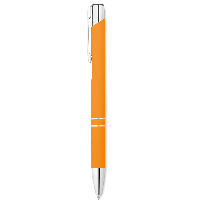 Aluminium balpen met rubberen grip, oranje