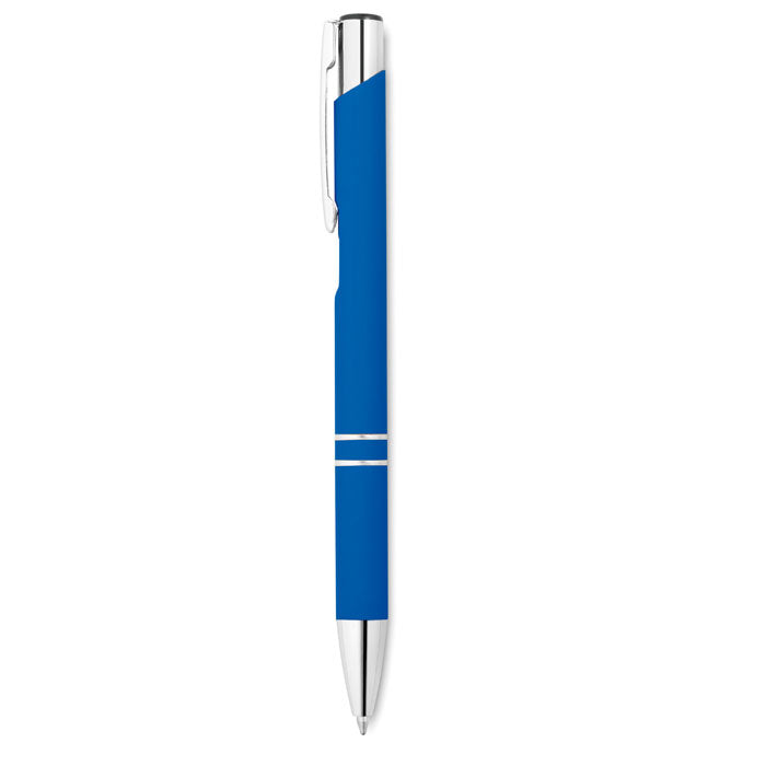 Aluminium balpen met rubberen grip, royal blauw