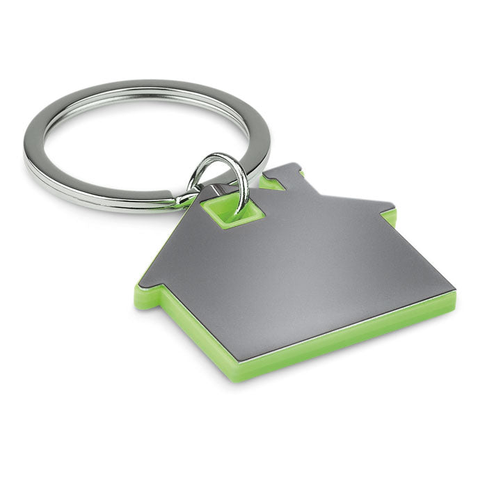 Metalen sleutelhanger in de vorm van een huisje, limoen