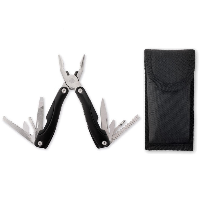 Multitool met 9 functies in opbergzakje, zwart