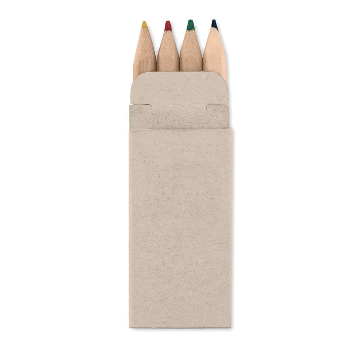 4 mini kleurpotloden in doosje, beige