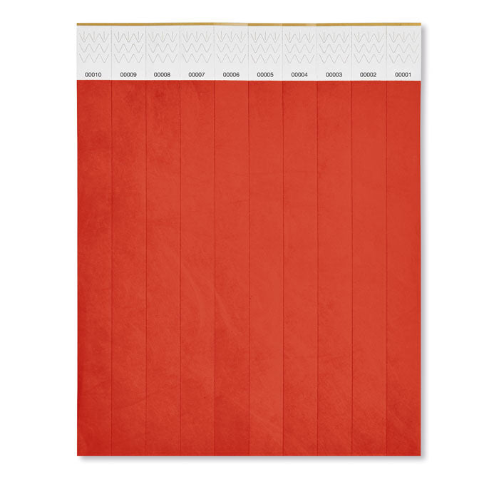 Vel met 10 event-polsbandjes, genummerd, rood